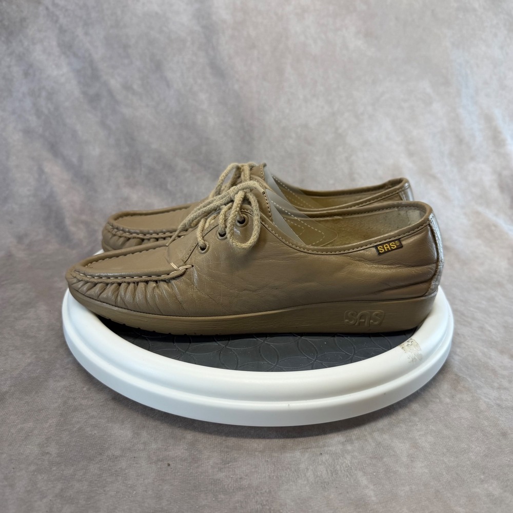 SAS Siesta Loafers Womens 9.5 S Tan Leather Lace Up Comfort Shoes